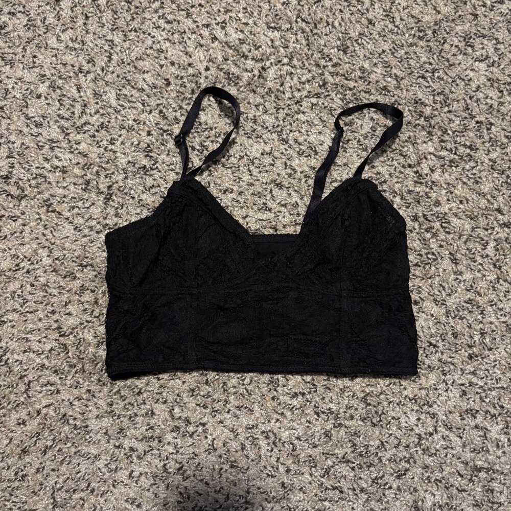 Free People Black Lace Bralette With Adjustable Straps Size S